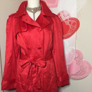 International Concepts Red Metallic Tiered Coat